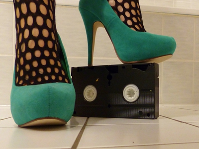 Crushing Vhs Cassetts With High Heels And Nylons